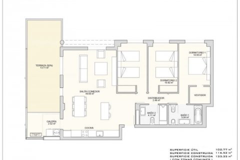 Apartamento en venta en Alicante, España 3 dormitorios, 117 m2 No. 43382 - foto 7