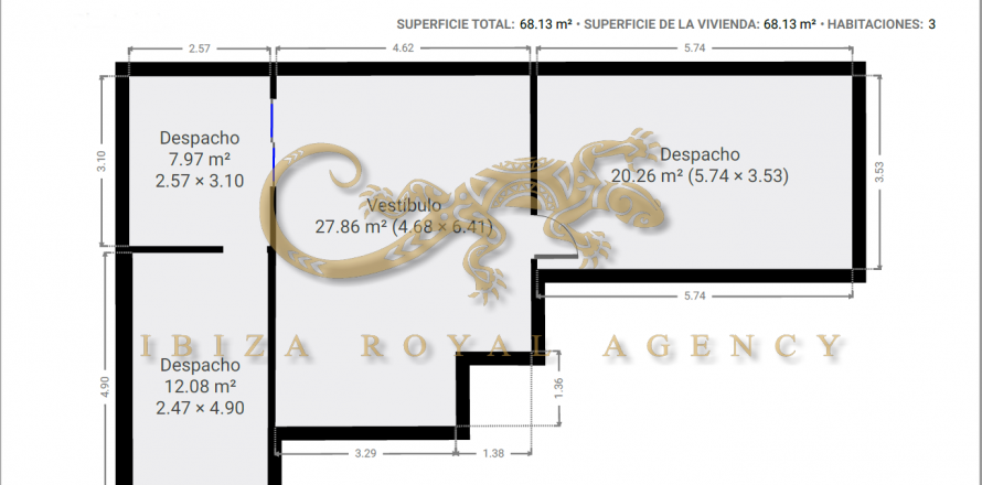 Commercial property à Ibiza town, Ibiza, Espagne 4 chambres, 68 m2 No. 30814