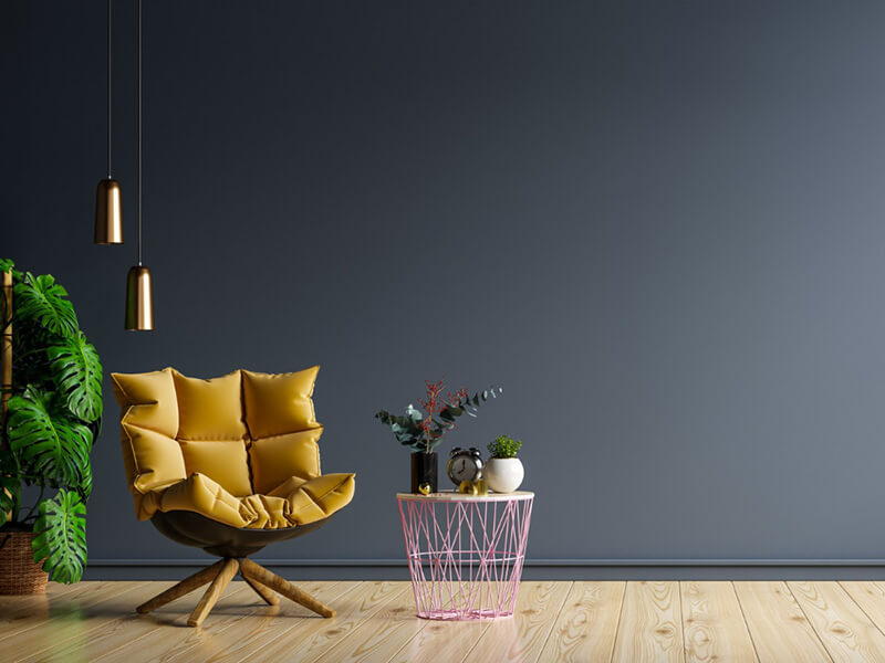 800 Dark Blue Living Room Interior With Cozy Luxury Armchair 3d Rendering 