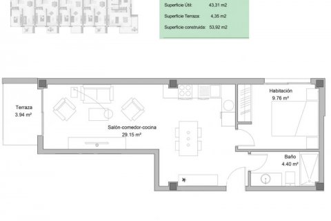 Продажа квартиры в Эль Кампельо, Аликанте, Испания 1 спальня, 58м2 №45169 - фото 8