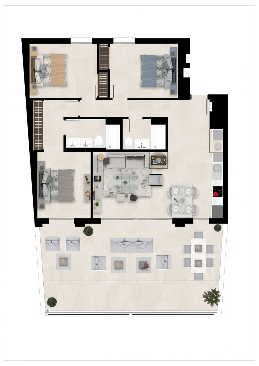 Lägenhet i La Quinta, Malaga, Spanien 3 sovrum, 105 kvm. Nr. 53408