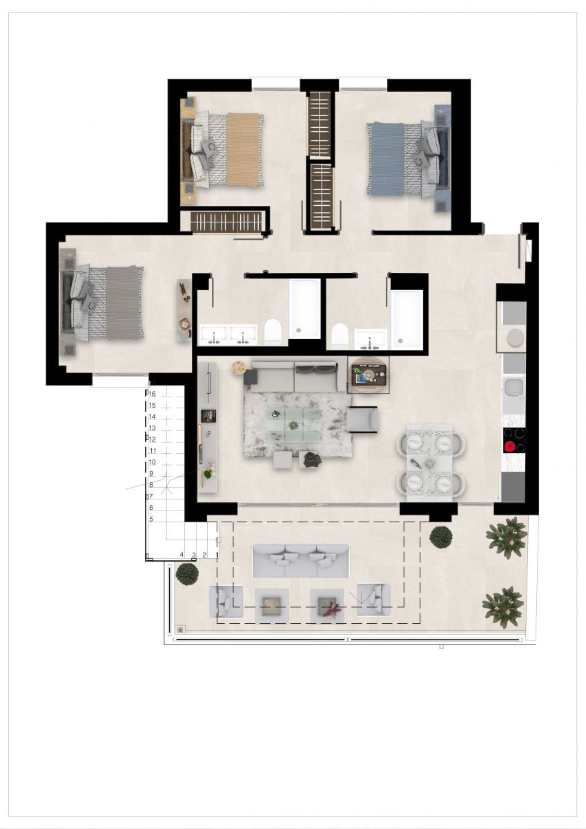 Lägenhet i La Quinta, Malaga, Spanien 3 sovrum, 105 kvm. Nr. 53408