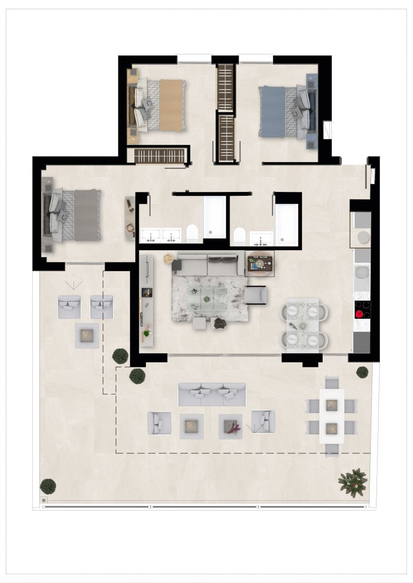 Lägenhet i La Quinta, Malaga, Spanien 3 sovrum, 105 kvm. Nr. 53408